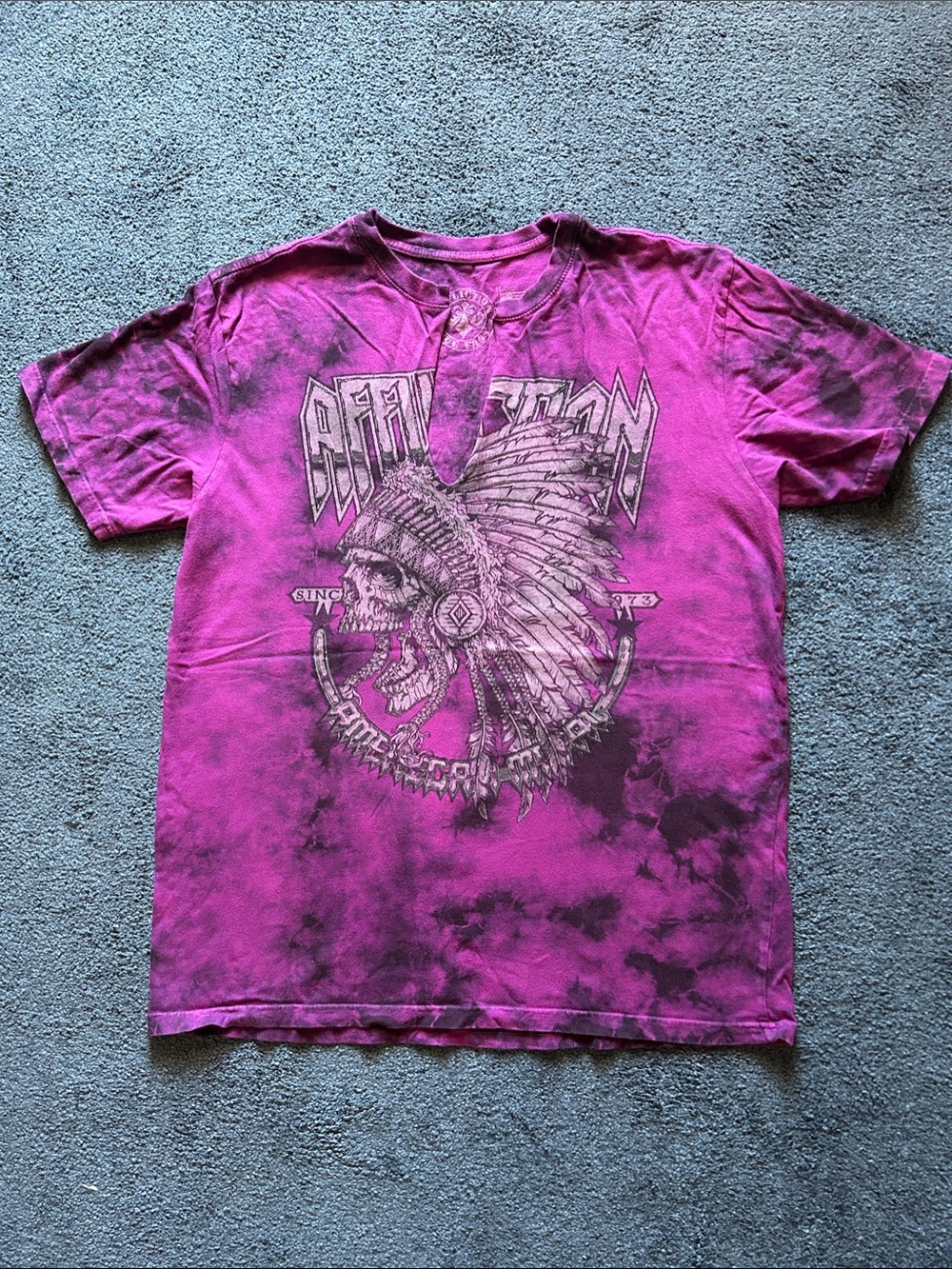 Affliction Purple Tie-Dye Short Sleeve Graphic Tee